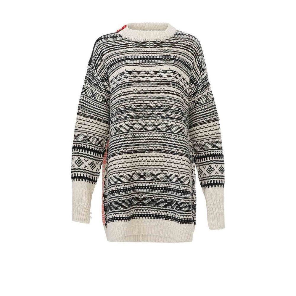 (Nude) Festive Fair Isle Oversize Virgin Wool Alpaca Pullover Sweater Size 42